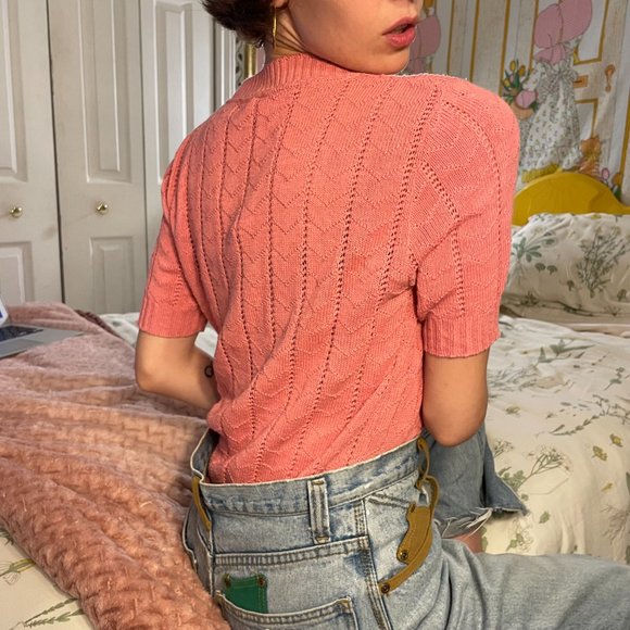 80s Cuddle knit made-in-the-USA pink shirt! - Picture 6 of 14